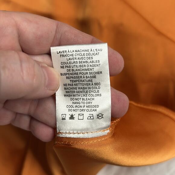 Cupcakes and Cashmere V-Neck Satin Short Sleeve Blouse Women’s Size XL Orange - Picture 9 of 9